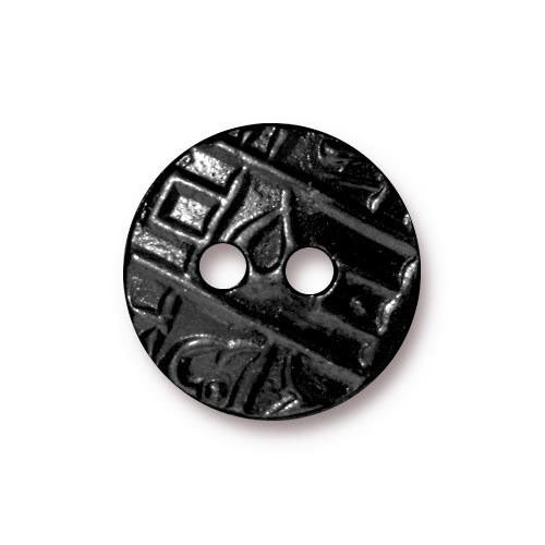 TierraCast Round Coin Button / pewter with a black finish