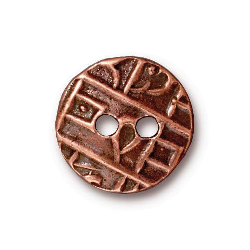 TierraCast Round Coin Button / pewter with antique copper finish