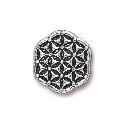 TierraCast Flower of Life Button / pewter with antique silver finish