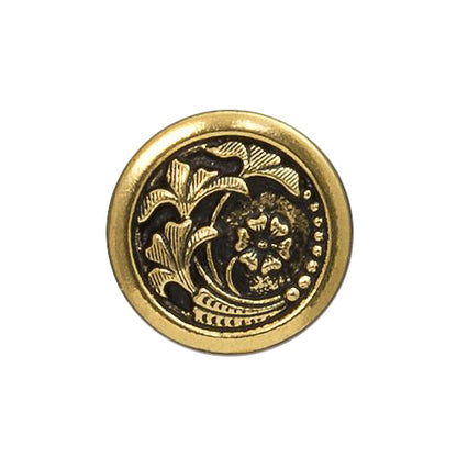 TierraCast Czech Flower Button / pewter with antique gold finish