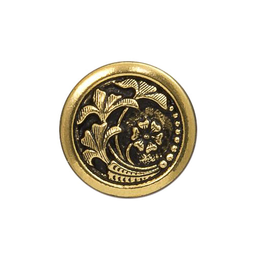 TierraCast Czech Flower Button / pewter with antique gold finish