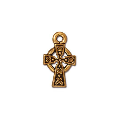 TierraCast Celtic Cross Charms / 20 Pack / pewter with antique gold finish