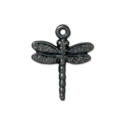 TierraCast 20mm Dragonfly Charm / pewter with a black finish / 94-2119-13