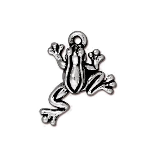 TierraCast Leap Frog Charm / pewter with antique silver finish