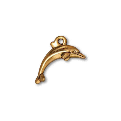 TierraCast Dolphin Charm / pewter with antique gold finish  / 94-2130-26