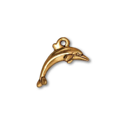 TierraCast Dolphin Charm / 10 Pack / pewter with antique gold finish