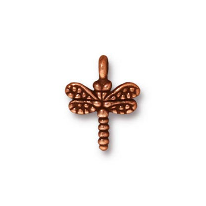 TierraCast 15mm Dragonfly Charm / 10 Pack / pewter with antique copper finish