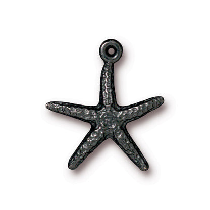 TierraCast Seastar Charm / 5 Pack / pewter with a black finish