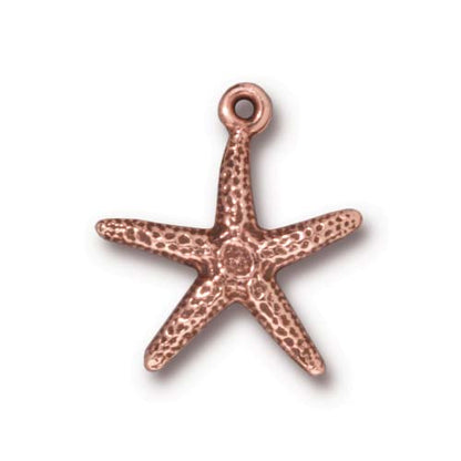 TierraCast Seastar Charm / 5 Pack / pewter with antique copper finish