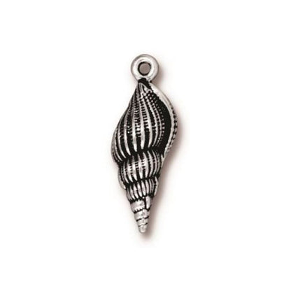 TierraCast 24mm Spindle Shell Charm / pewter with antique silver finish / 94-2233-12