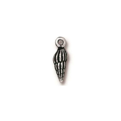 TierraCast 15mm Spindle Shell Charm / pewter with antique silver finish / 94-2234-12