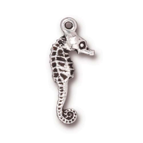 TierraCast Seahorse Charm / pewter with antique silver finish / 94-2236-12