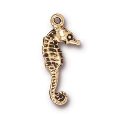 TierraCast Seahorse Charm / pewter with antique gold finish / 94-2236-26