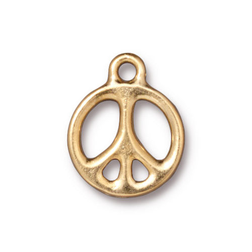 TierraCast Peace Charm / plated pewter with a bright gold finish / 94-2294-25