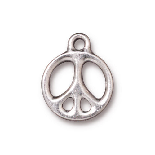 TierraCast Peace Charm / plated pewter with a bright rhodium finish / 94-2294-61
