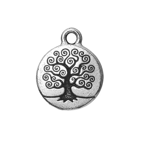 TierraCast 19mm Tree of Life Charm / pewter with antique silver finish / 94-2303-12