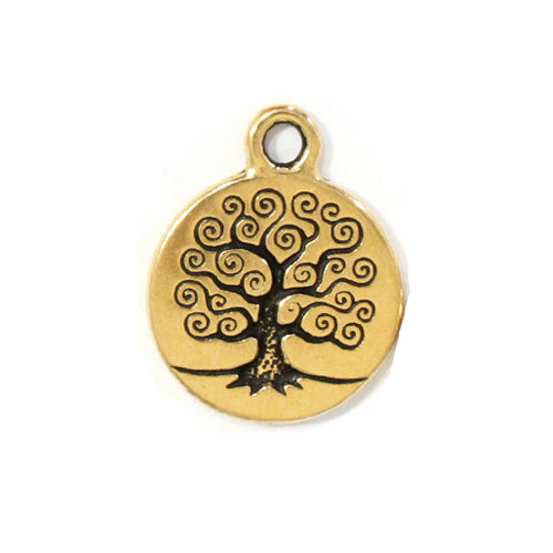 TierraCast 19mm Tree of Life Charm / pewter with antique gold finish / 94-2303-26