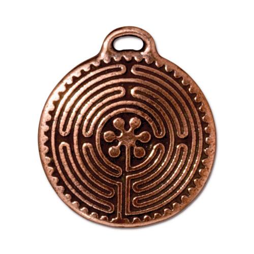 TierraCast 26mm Labyrinth Charm / pewter with antique copper finish / 94-2325-18