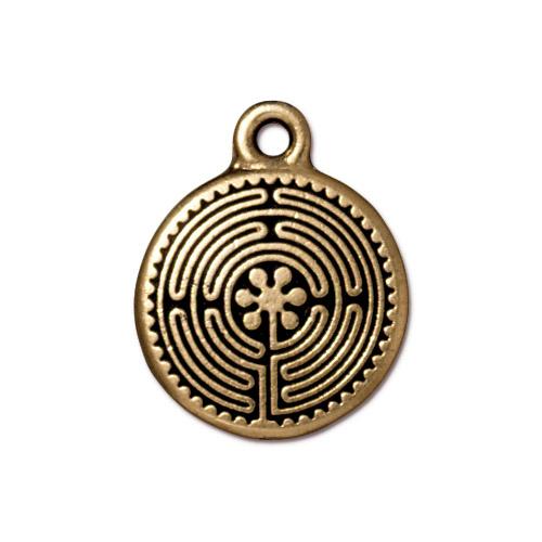 TierraCast 20mm Labyrinth Charm / pewter with antique gold finish / 94-2326-26