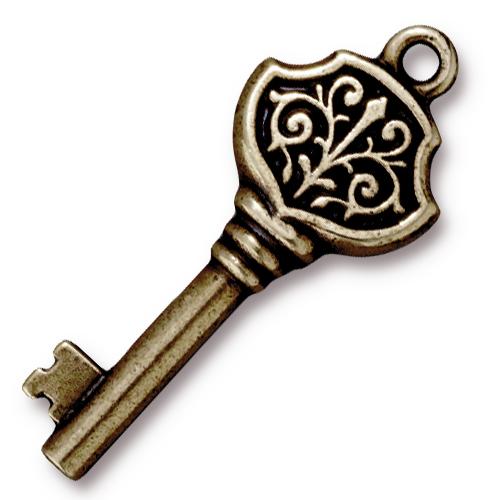 TierraCast Victorian Key Charm /  pewter with a brass oxide finish / 94-2339-27