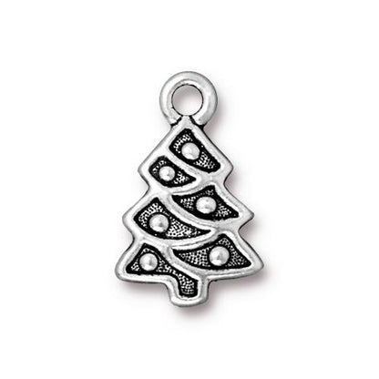 TierraCast Christmas Tree Charm  /  pewter with antique silver finish / 94-2353-12