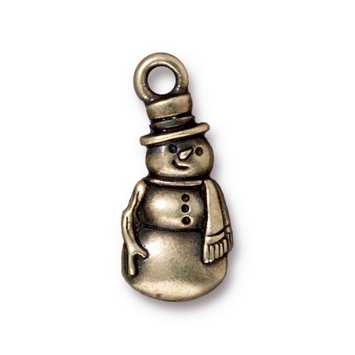 TierraCast Frosty Snowman Charm /  pewter with an brass oxide finish / 94-2355-27