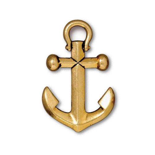 TierraCast Anchor Pendant Antique Gold / pewter with a plated finish / 94-2358-26