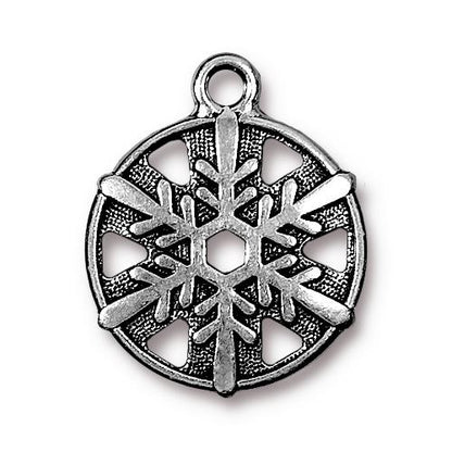 TierraCast 24mm Snowflake Charm /  pewter with antique silver finish / 94-2370-12
