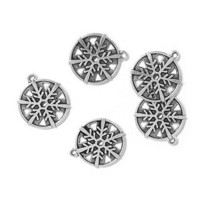 TierraCast 28mm Snowflake Charm /  pewter with antique silver finish / 94-2371-12