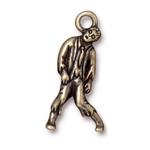 TierraCast Zombie Charm / pewter with a brass oxide finish / 94-2382-27