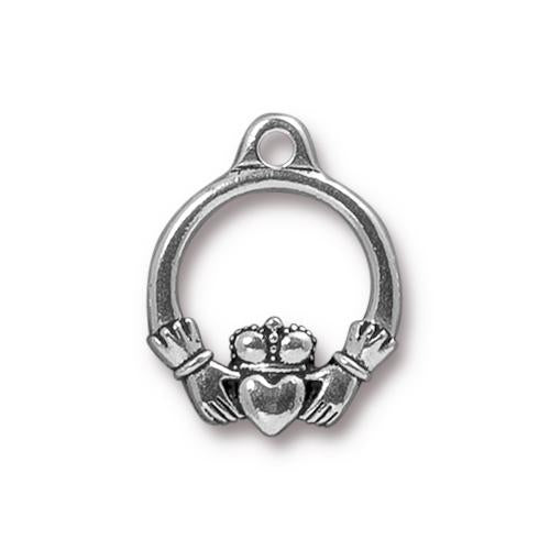 TierraCast 19mm Claddagh Charm / pewter with antique silver finish / 94-2387-12