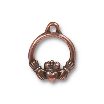 TierraCast 19mm Claddagh Charm / 10 Pack / pewter with antique copper finish