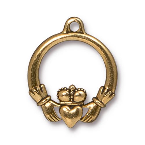TierraCast 24mm Claddagh Charm / pewter with antique gold finish / 94-2388-26