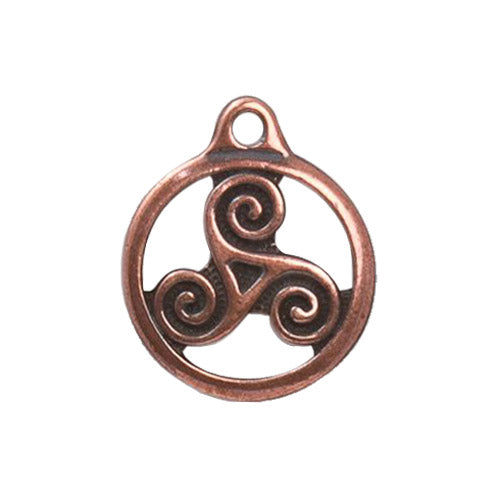 TierraCast 19mm Triskele Charm / pewter with antique copper finish / 94-2391-18