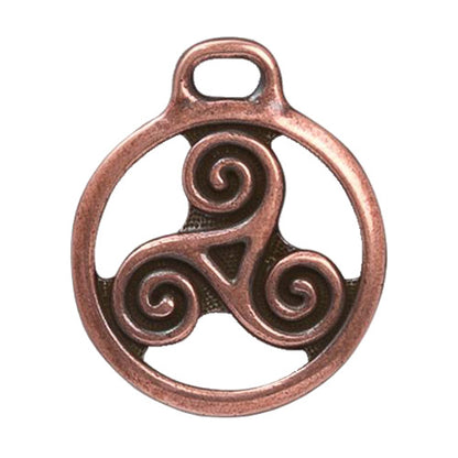 TierraCast 26mm Triskele Charm / pewter with antique copper finish / 94-2392-18