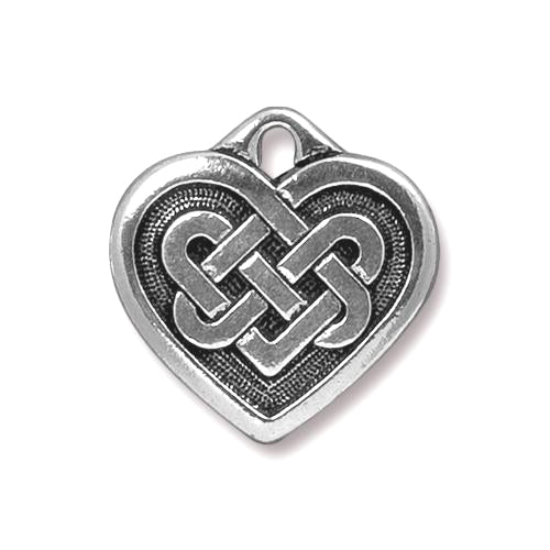 TierraCast 19mm Celtic Heart Charm / pewter with antique silver finish / 94-2394-12