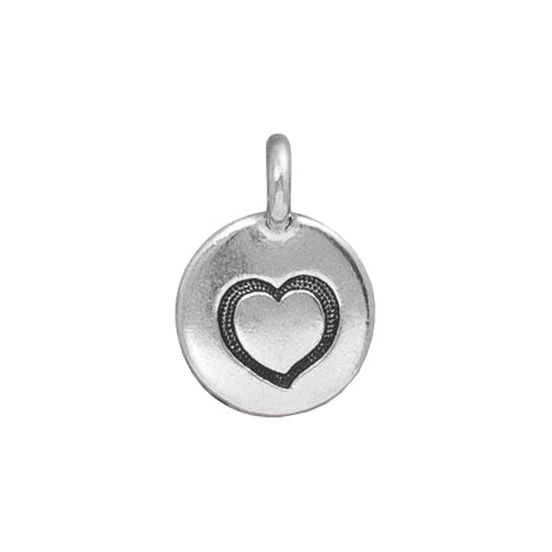 TierraCast Heart Charm / pewter with antique silver finish / 94-2421-12