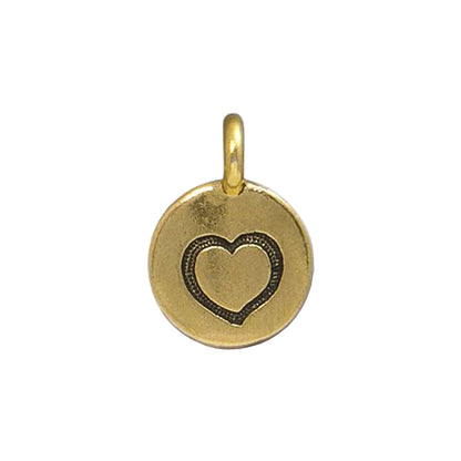 TierraCast Heart Charm / pewter with antique gold finish / 94-2421-26