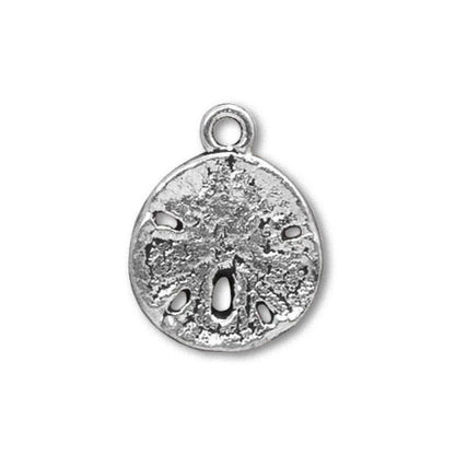 TierraCast Sand Dollar Charm / pewter with antique silver finish  / 94-2449-12