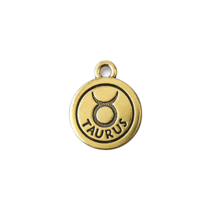 TierraCast Taurus Zodiac Charm / pewter with antique gold finish  / 94-2471-26