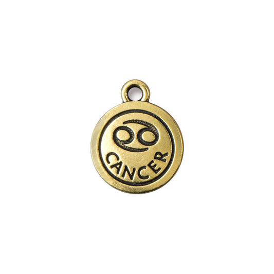 TierraCast Cancer Zodiac Charm / pewter with antique gold finish  / 94-2473-26