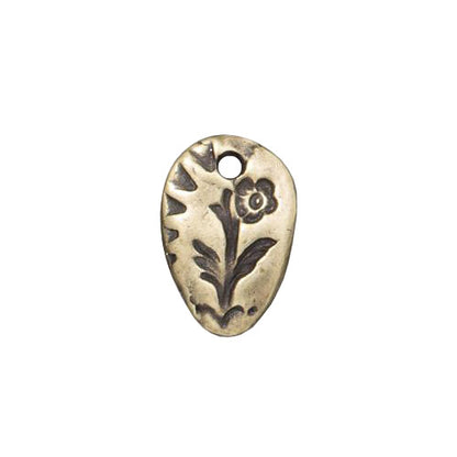TierraCast 14mm Flora Charm / pewter with a brass oxide finish / 94-2493-27