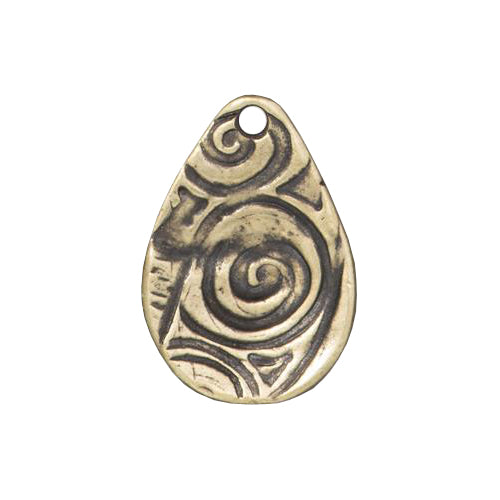 20mm Flora Teardrop Charm / pewter with a brass oxide finish / 94-2496-27