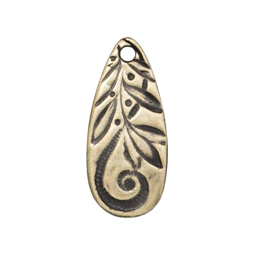 TierraCast 22mm Jardin Teardrop Charm / pewter with a brass oxide finish / 94-2497-27