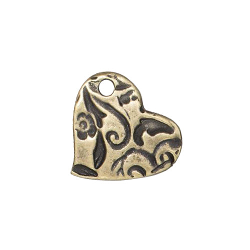 TierraCast Amor Heart Charm / pewter with a brass oxide finish / 94-2499-27