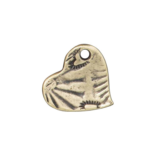 TierraCast Amor Heart Charm / pewter with a brass oxide finish / 94-2499-27