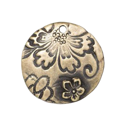 TierraCast 21mm Flora Pendant / pewter with a brass oxide finish / 94-2502-27
