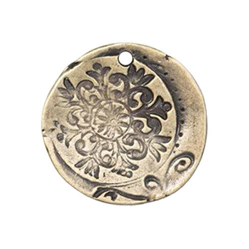 TierraCast 21mm Flora Pendant / pewter with a brass oxide finish / 94-2502-27
