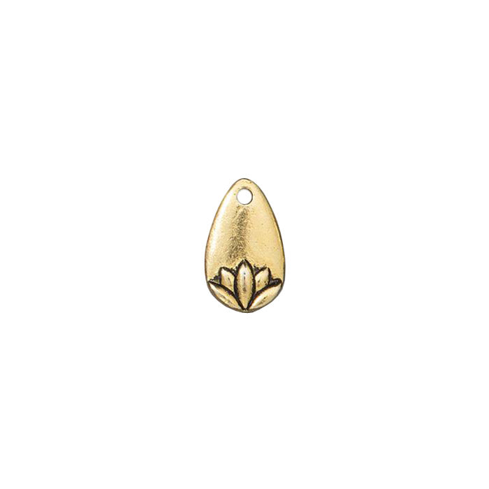 TierraCast 13mm Lotus Petal Charm / pewter with antique gold finish / 94-2536-26