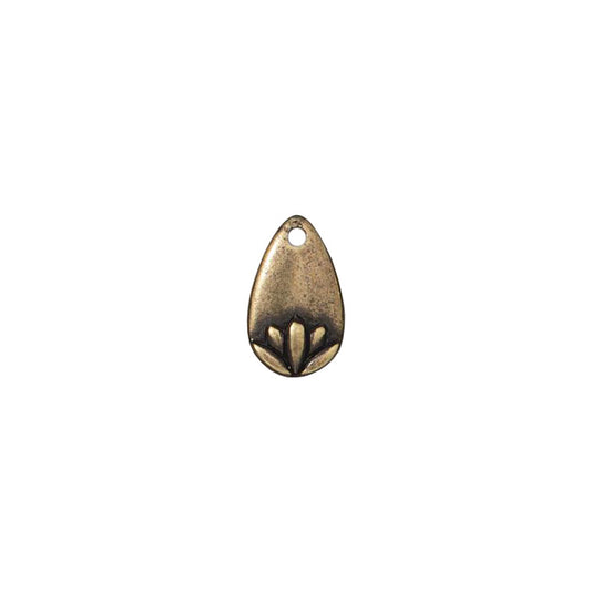 TierraCast 13mm Lotus Petal Charm / pewter with brass oxide finish / 94-2536-27